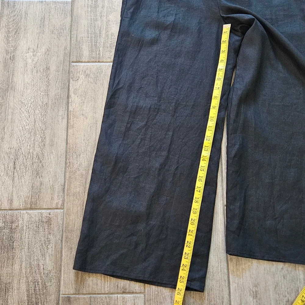Wilfred Jumpsuit Size 4 Black Linen Halter Wide Leg Open Back Summer Chic